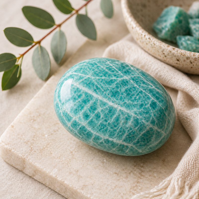 Amazonite palm stone