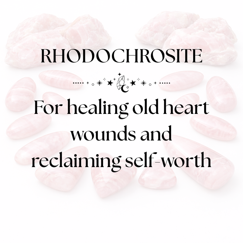 Rhodochrosite Crystal Display for Emotional Healing and Self-Love