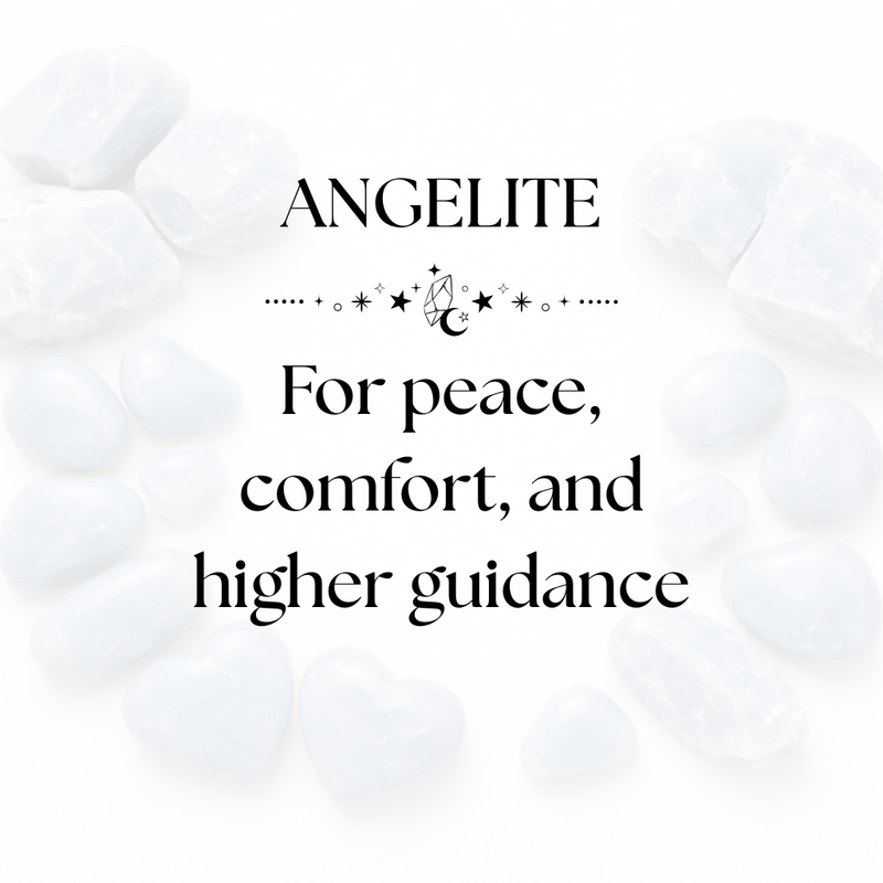 Angelite Crystal Display for Calm Energy and Throat Chakra Support