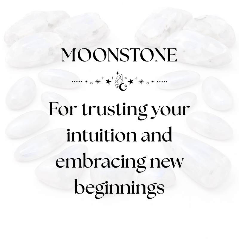 Moonstone Crystal Display for Emotional Balance and New Beginnings
