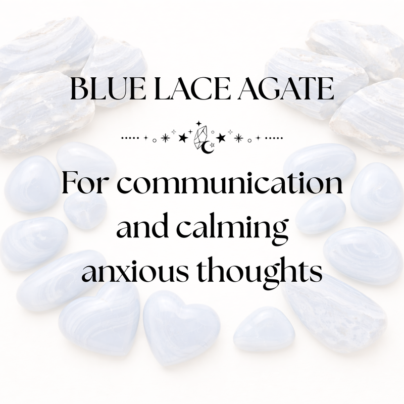 Blue Lace Agate Crystal Display for Calm Energy and Throat Chakra Support
