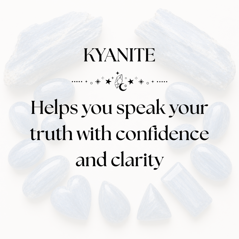 Natural blue Kyanite crystals arranged on a neutral background