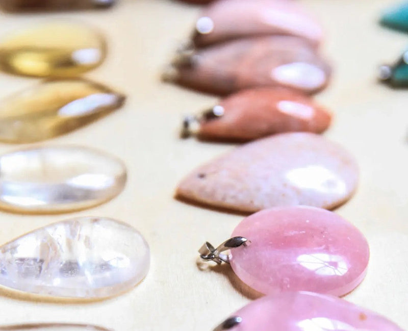 Natural crystal pendant set on sterling silver chain