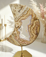 Golden Crazy Lace Agate Moon On Stand No. 4