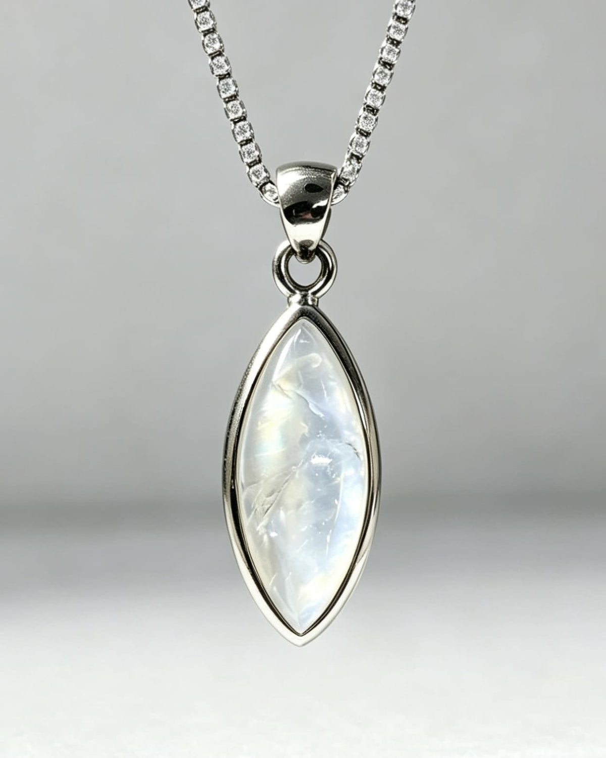 Moonstone Crystal Pendant – Silver