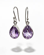 Amethyst Crystal Earrings – Drop Faceted Silver
