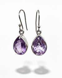 Amethyst Crystal Earrings – Drop Faceted Silver
