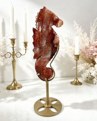 Fire Quartz Seahorse On Stand