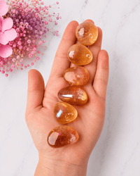 Orange Aura Coated Clear Quartz Tumbled Stones