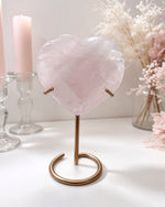 Rose Quartz Faceted Heart On Stand No. 2