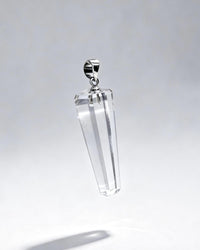 Clear Quartz Crystal Pendulum Pendant – Silver