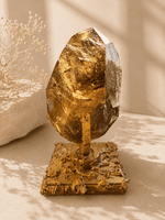 Natural Brazilian Smoky Citrine Free Form On Spinning Stand