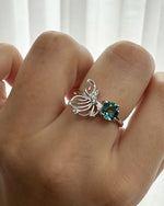 Apatite Crystal Ring – Butterfly Silver with Lab Diamonds