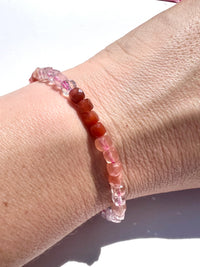 4mm Carnelian and Rose Quartz Gradient Faceted Bracelet
