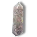 Flower Agate Obelisk with Green Amethyst Inclusions no. D915