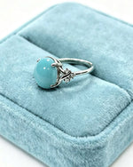 Amazonite Crystal Ring – Oval Silver with Lab Diamonds