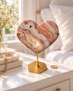 Pink Crazy Lace Agate Heart On Stand No. 6