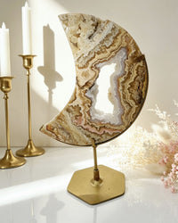 Golden Crazy Lace Agate Moon On Stand No. 4