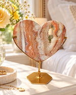 Pink Crazy Lace Agate Heart On Stand No. 10