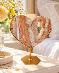 Pink Crazy Lace Agate Heart On Stand No. 10