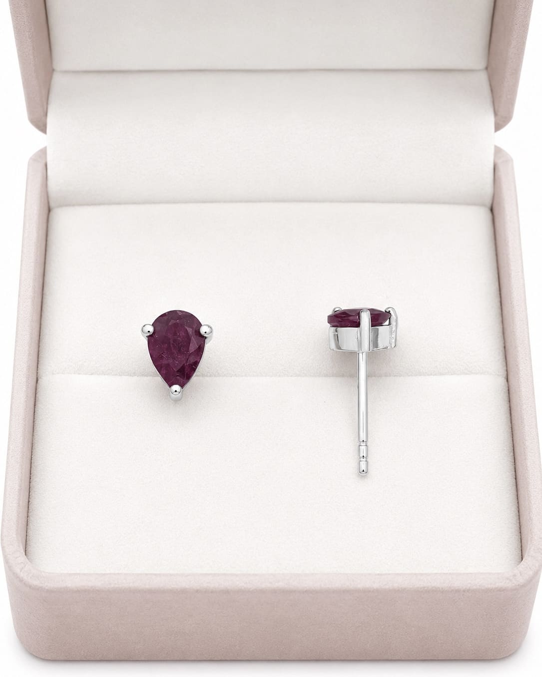 Ruby Studs - Drop Silver
