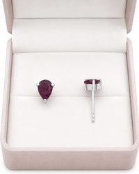 Ruby Studs - Drop Silver