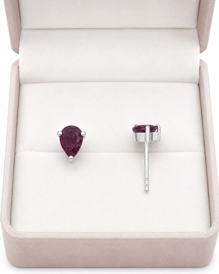 Ruby Studs - Drop Silver