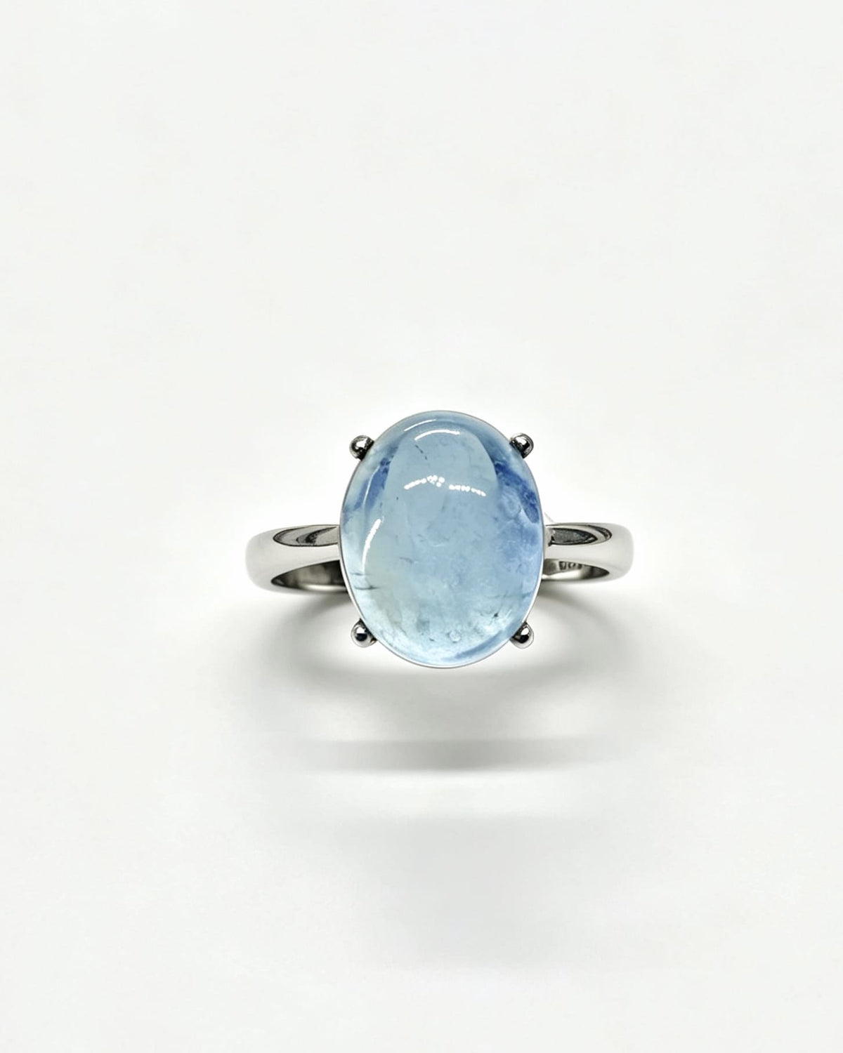Aquamarine Crystal Ring – Oval Silver