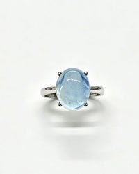 Aquamarine Crystal Ring – Oval Silver