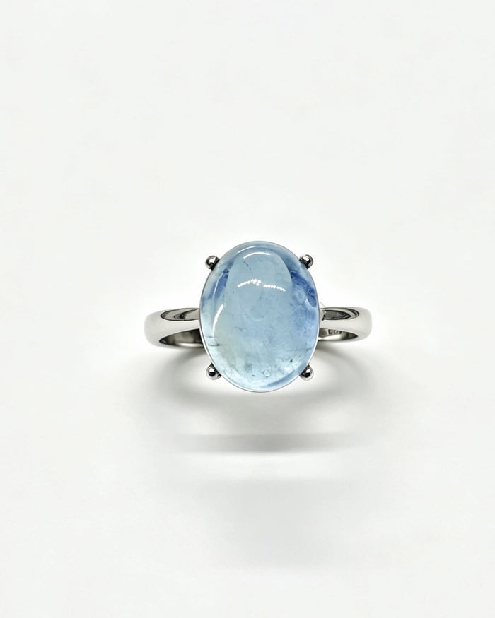 Aquamarine Crystal Ring – Oval Silver