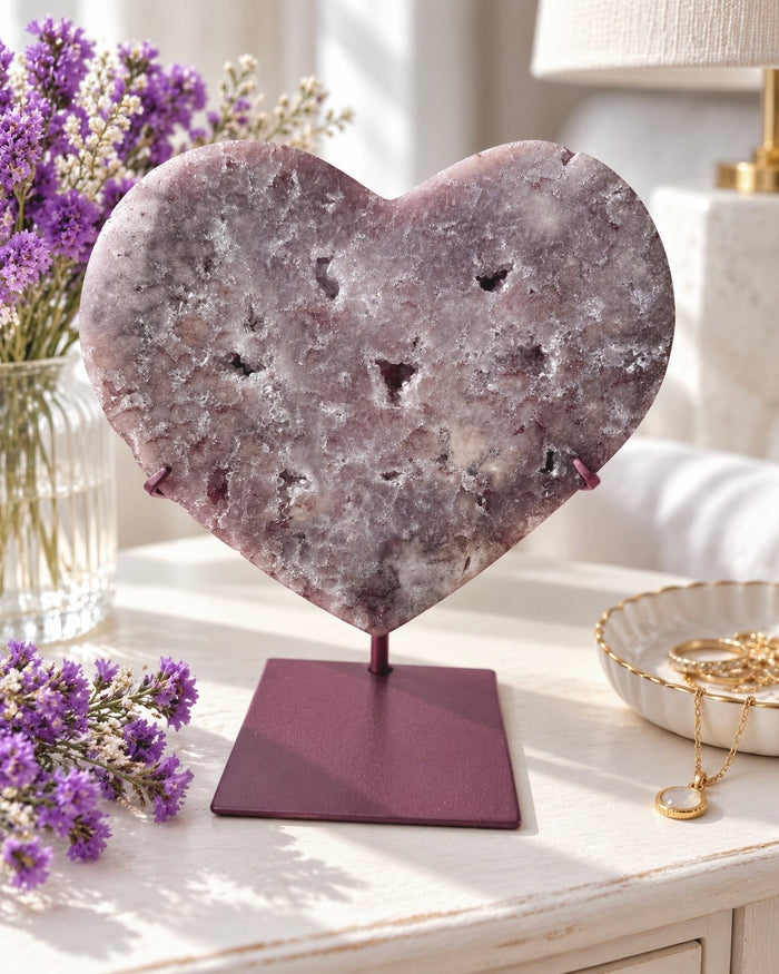 Pink Amethyst Heart Crystal Carving