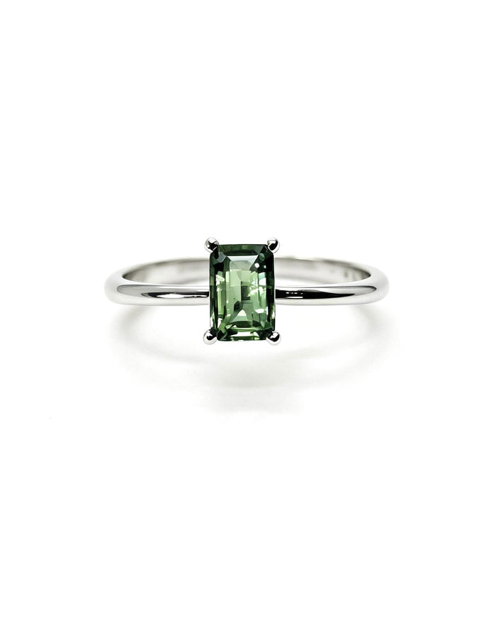 Moldavite Crystal Ring – Rectangle Silver