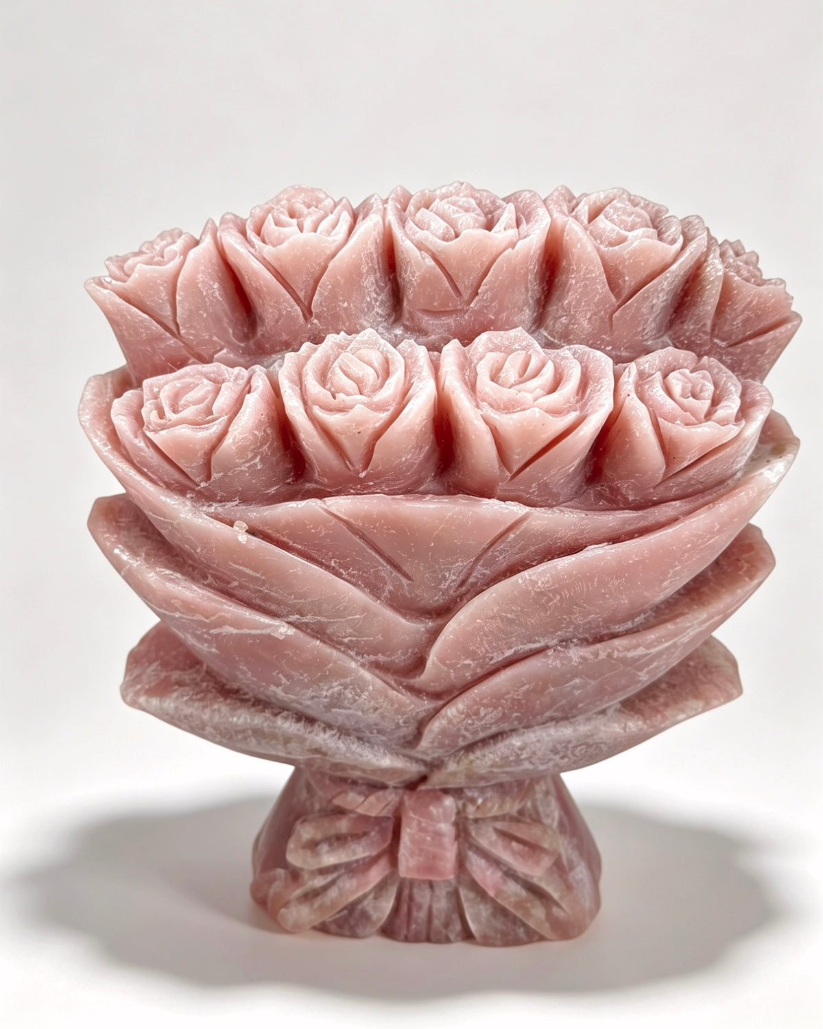 Pink Opal Crystal Rose Bouquet Carving