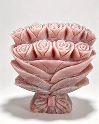 Pink Opal Crystal Rose Bouquet Carving