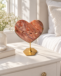 Pink Crazy Lace Agate Heart On Stand No. 5