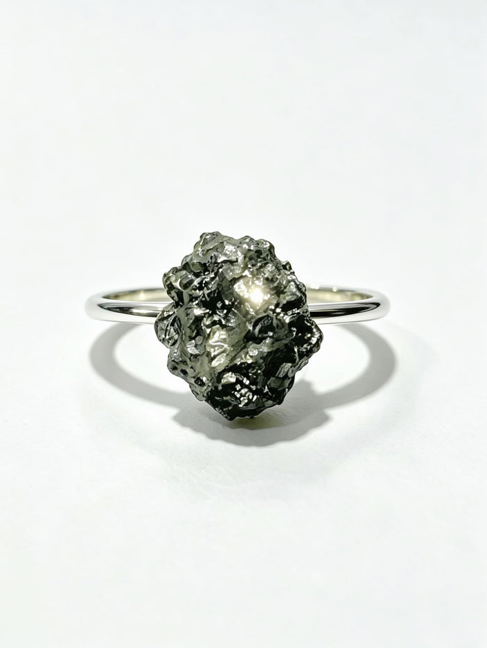 Pyrite Crystal Ring – Raw Silver No. 1