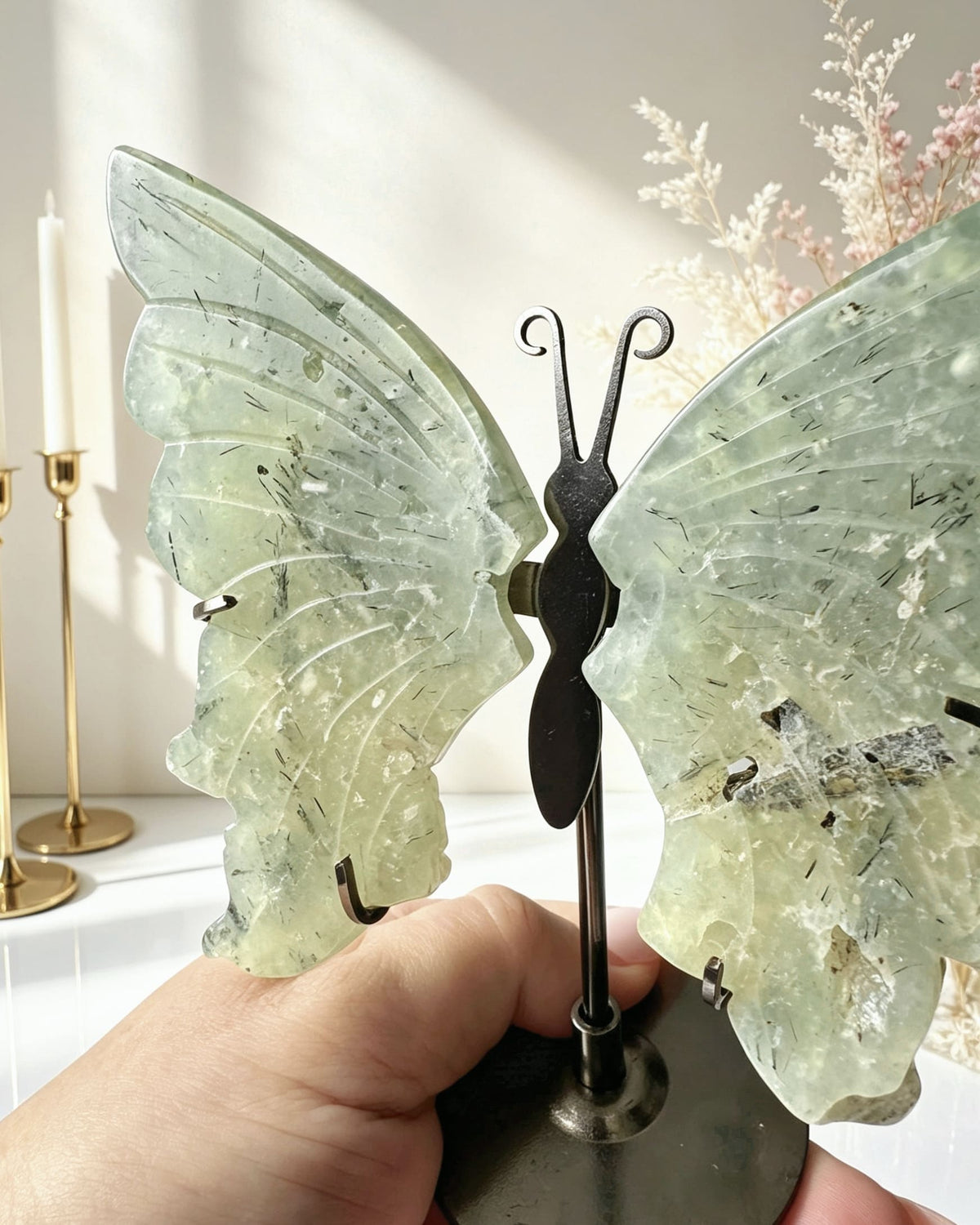 Prehnite Butterfly - With Stand