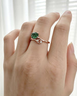 Emerald Crystal Ring – Oval Rose Gold with Lab Diamonds