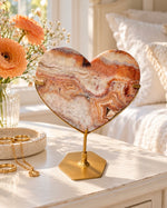 Pink Crazy Lace Agate Heart On Stand No. 12
