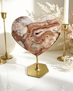 Pink Crazy Lace Agate Heart On Stand No. 8