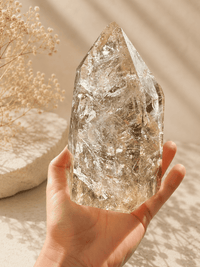 Natural Brazilian Smoky Citrine Tower On Spinning Stand