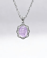 Kunzite Crystal Pendant – Oval Silver