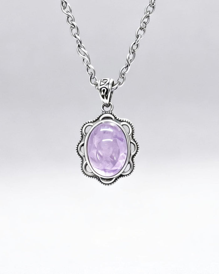 Kunzite Crystal Pendant – Oval Silver