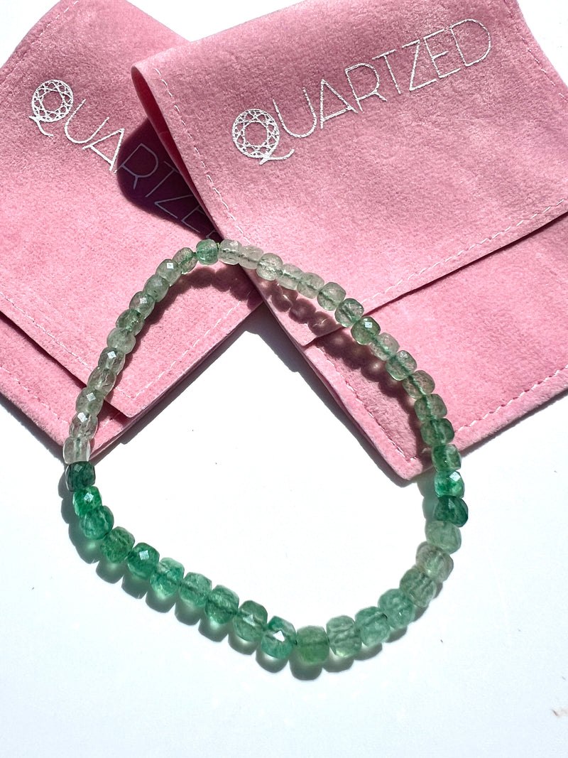 AAA Grade Green Strawberry Quartz 4mm Faceted  Bracelet