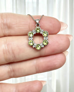 Peridot Crystal Pendant – Silver with Lab Diamonds