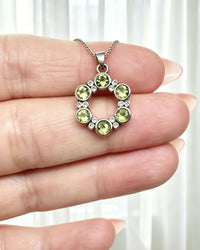 Peridot Crystal Pendant – Silver with Lab Diamonds
