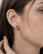 Ruby Studs - Drop Silver
