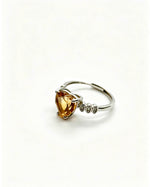 Heart Citrine & Lab Diamond Silver Ring