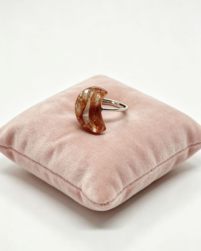 Moon Fire Quartz Silver Ring