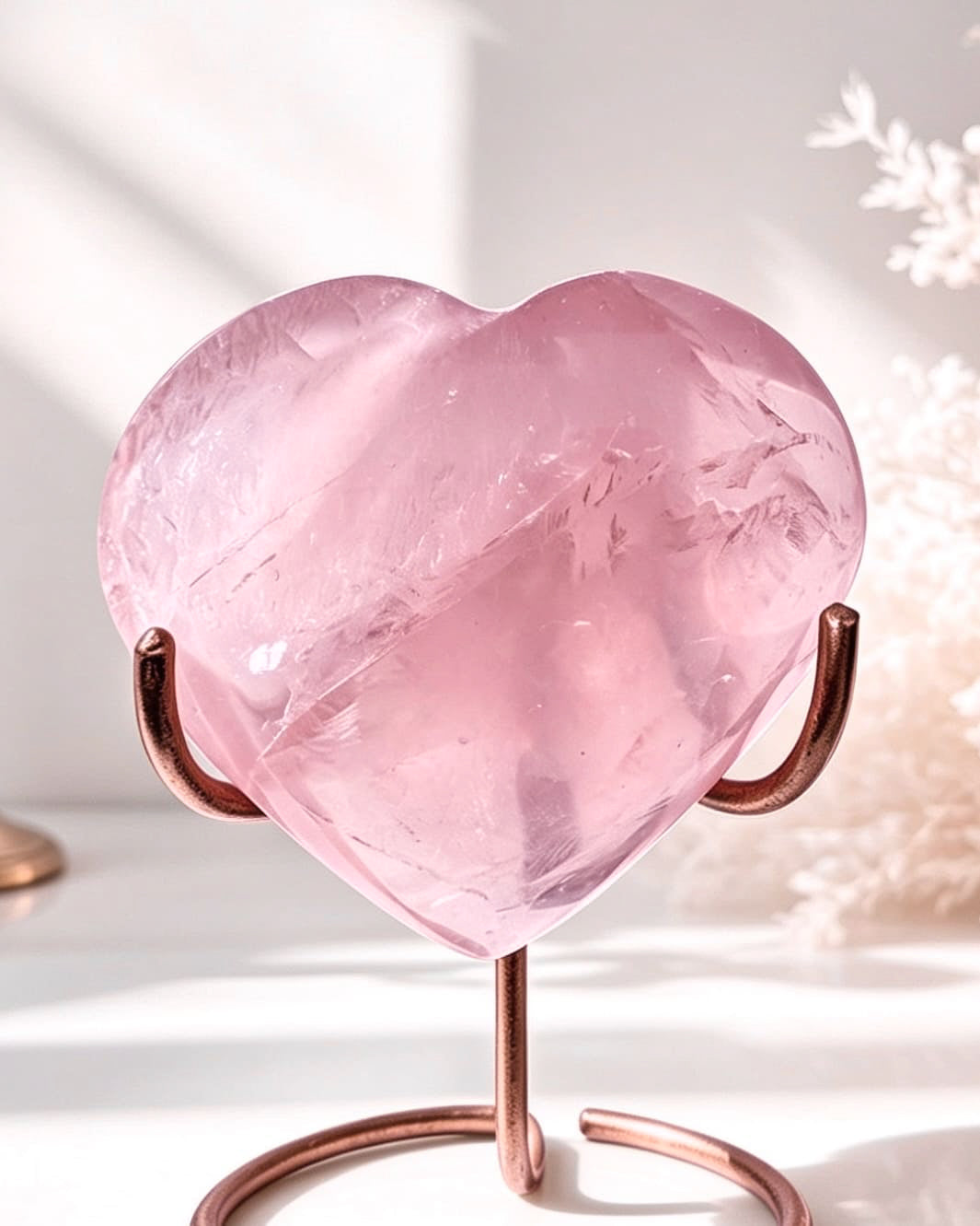 AAA Grade Rose Quartz Heart On Stand No. 1